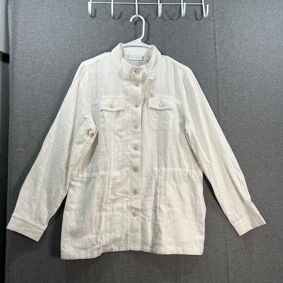 GRAVER Susan Graver Pure Linen Blend Jacket White Size Medium - Picture 1 of 9